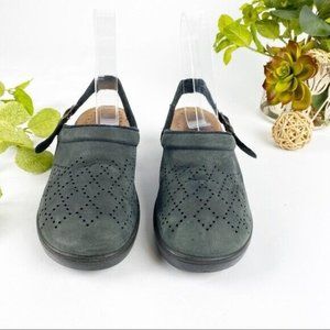 Sante Women's Slingabck Clog Mule Size 36 6 Black Nubuck Leather Comfy Work Shoe